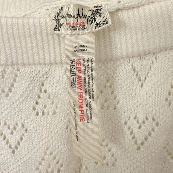 Free People Ivory Knit Ruffle Pajama Shorts - Picture 4 of 5